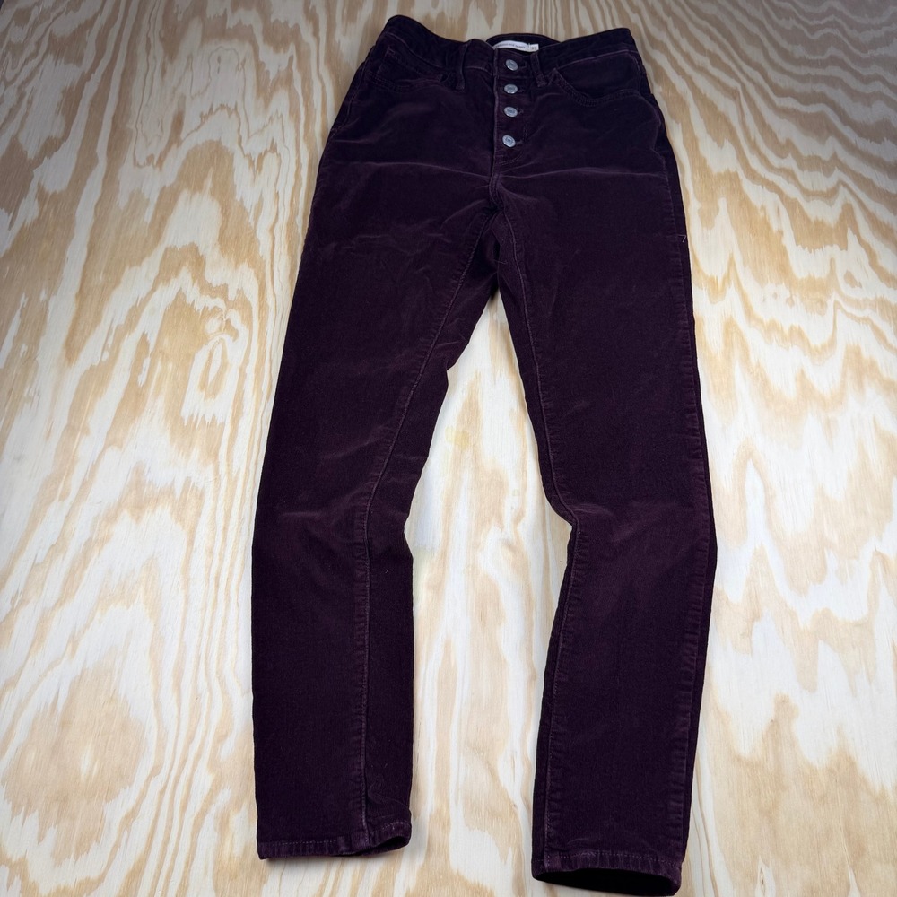 Levis 721 High Rise Skinny Corduroy Pants Plum Purple Button Fly W27 L30